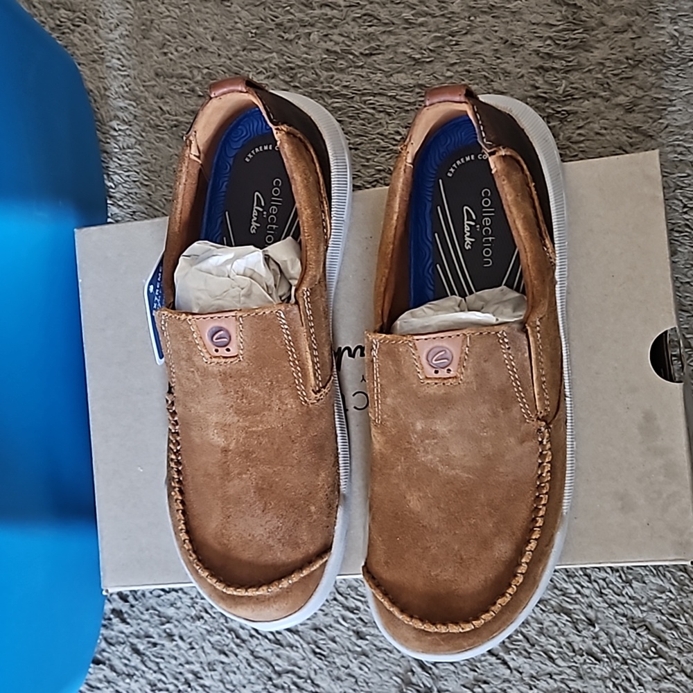 Clarks, Driftaway Step, Tan Suede, men size 9.5